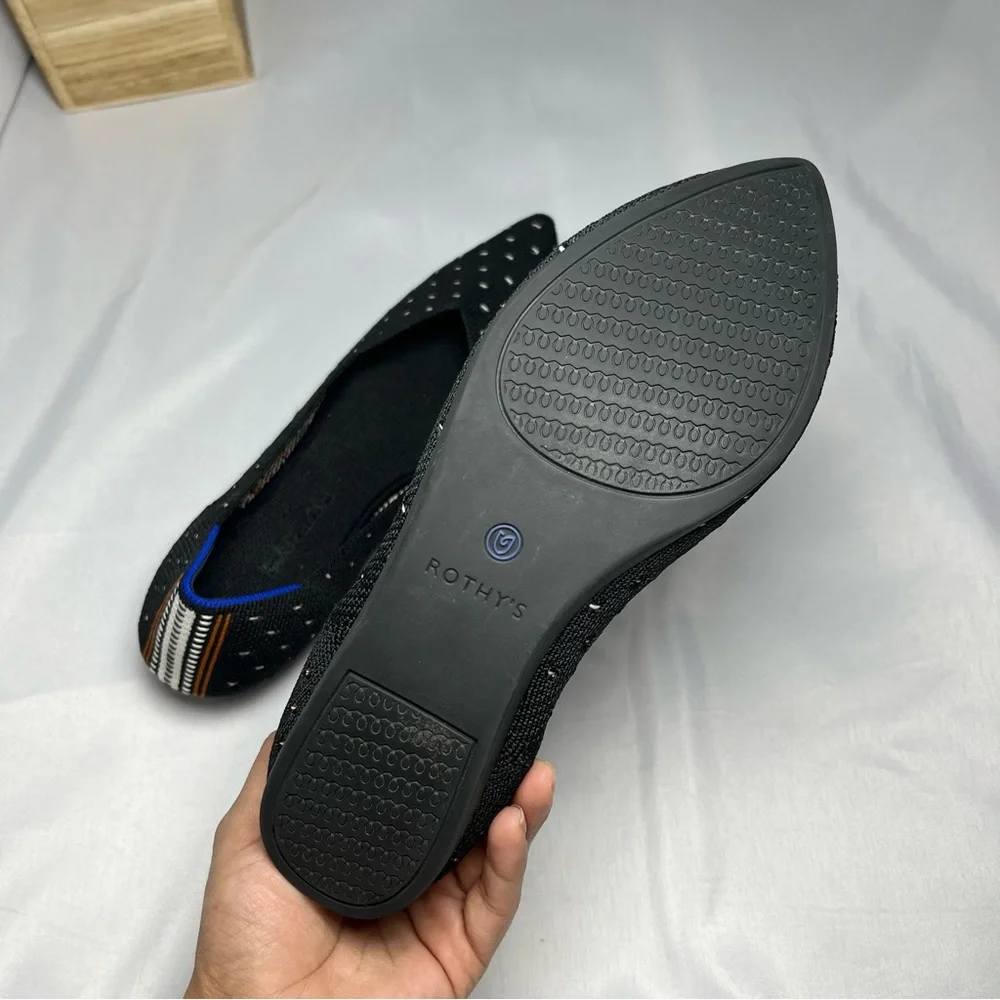Rothy's The Point Flats in Ivory Dot Size 9 Black